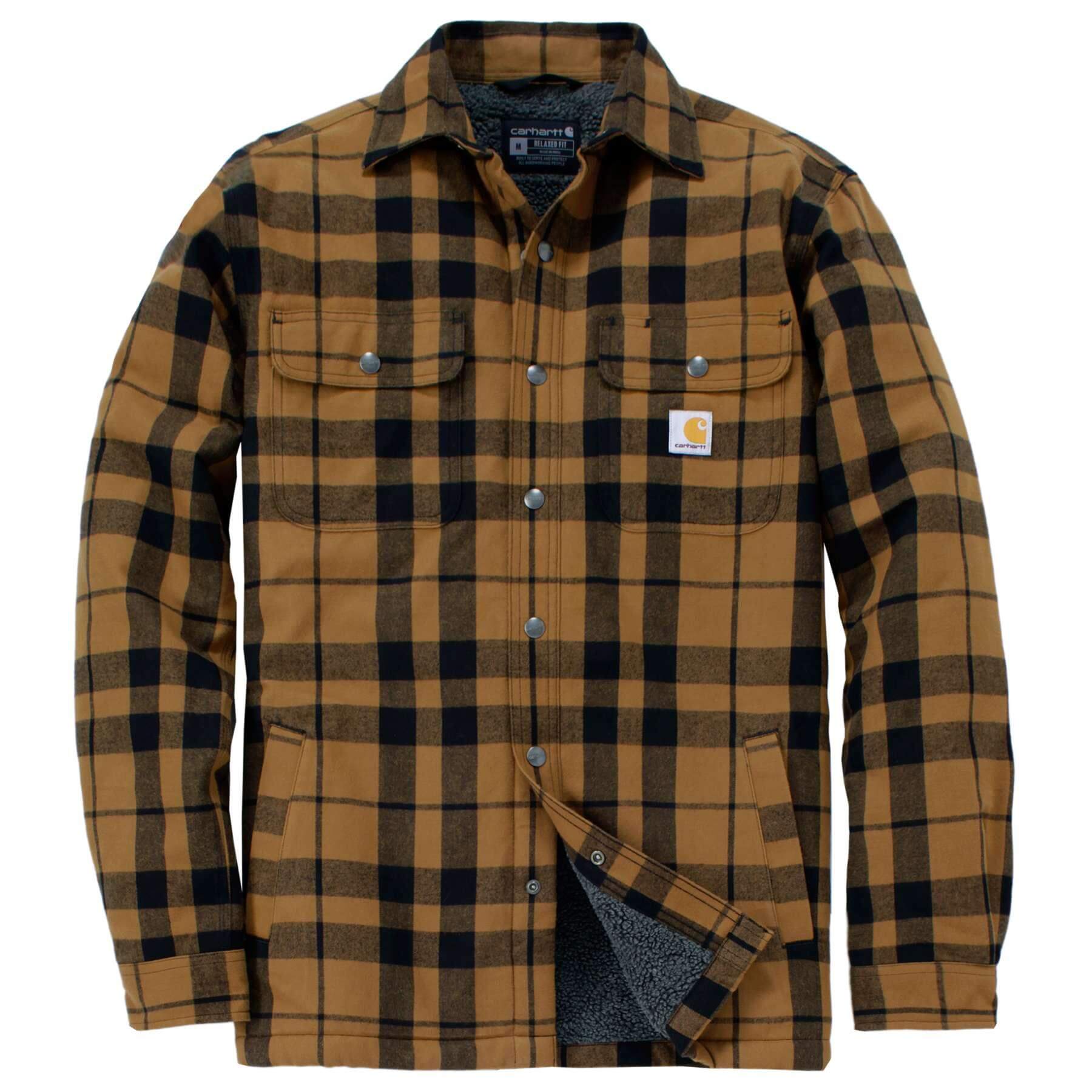 Carhartt Relaxed Fit Flannel Sherpa-Lined Shirt Jac Shacket 107017